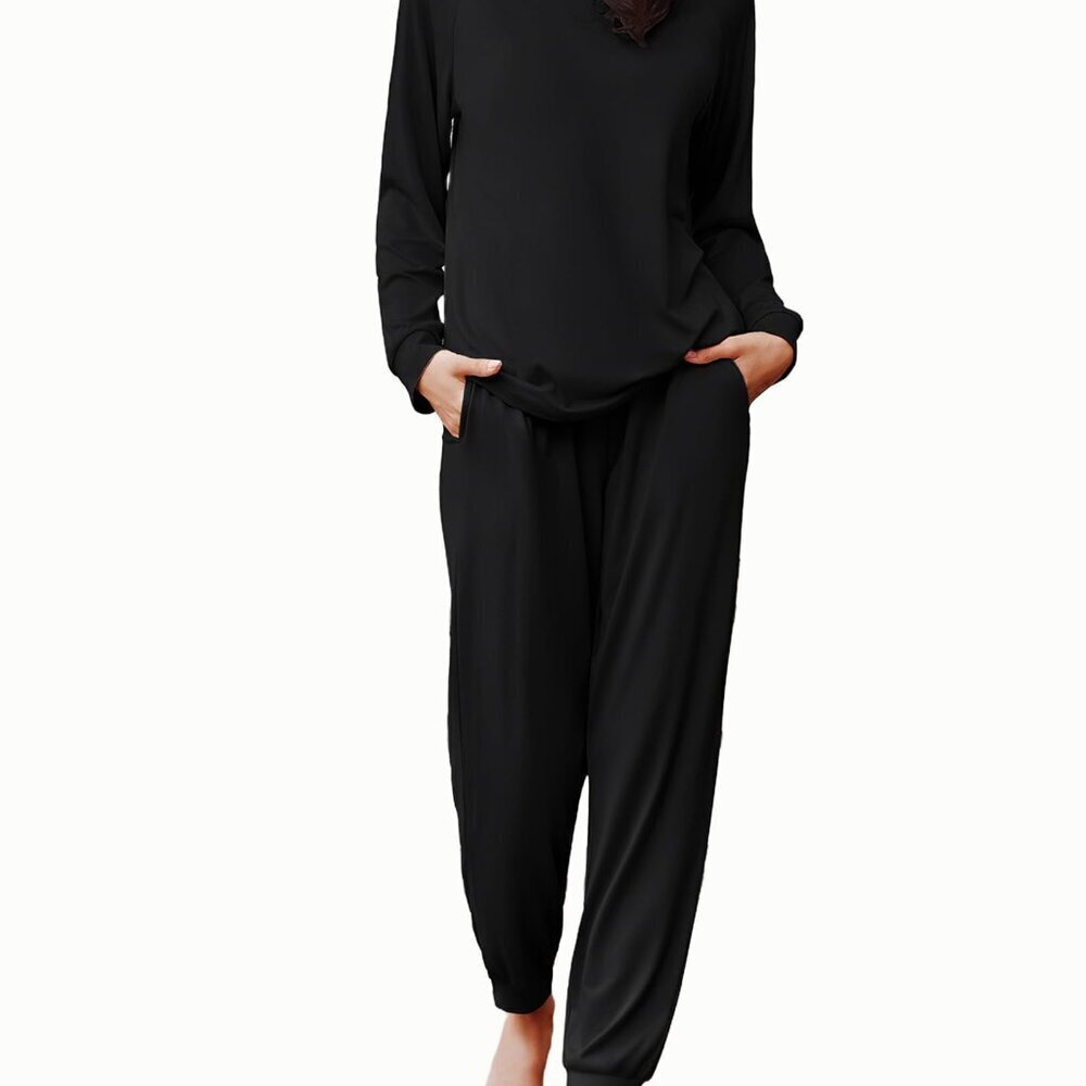 Soft Pullover Pajama Set Long Sleeve Loungewear Jogger Pants Cozy Sleepwear